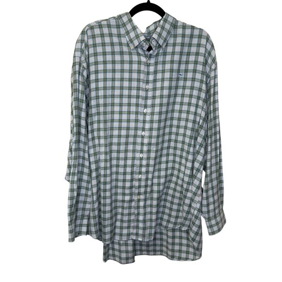 Vineyard Vines Mens XXL Whale Shirt Plaid Cotton Button Front Long Sleeve Preppy - Picture 1 of 9